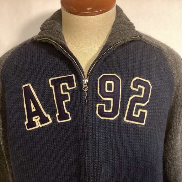Vintage 90s Abercrombie & Fitch Mens Muscle Lambswool zip up Sweater size XL - Picture 2 of 9